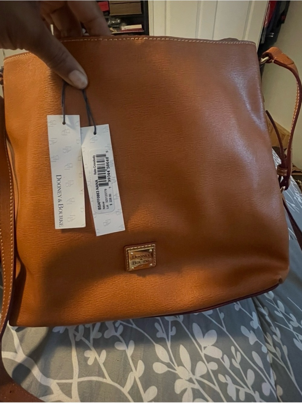 Dooney & Bourke Saddle Brown Pebble Leather Shoulder Bag like new